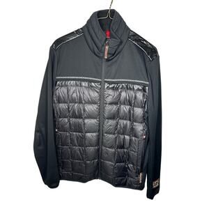 Alp-n-Rock Black Faux Leather Down Puffer Zip Up Jacket Men's XL